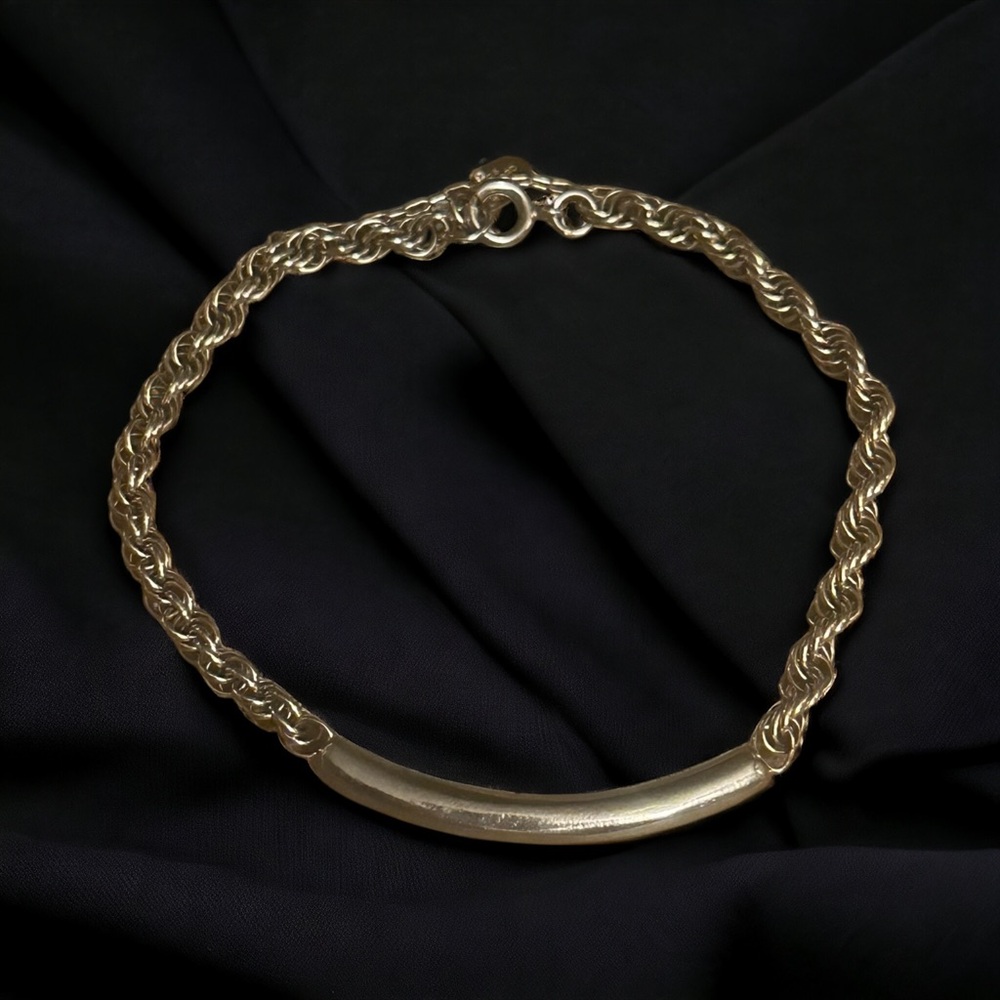 Vintage Les Bernard gold tone Singapore rope chain bracelet